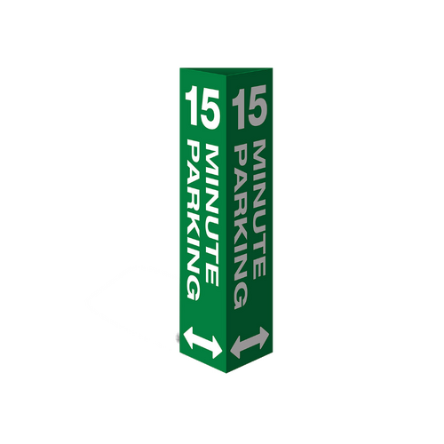 WORKWEAR, SAFETY & CORPORATE CLOTHING SPECIALISTS Three Sided Bollard Cover Surround, 15 Minute Parking (Dual Arrows)