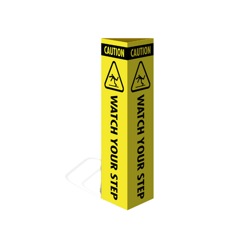 WORKWEAR, SAFETY & CORPORATE CLOTHING SPECIALISTS Three Sided Bollard Cover Surround, Watch Your Step (With Picto)