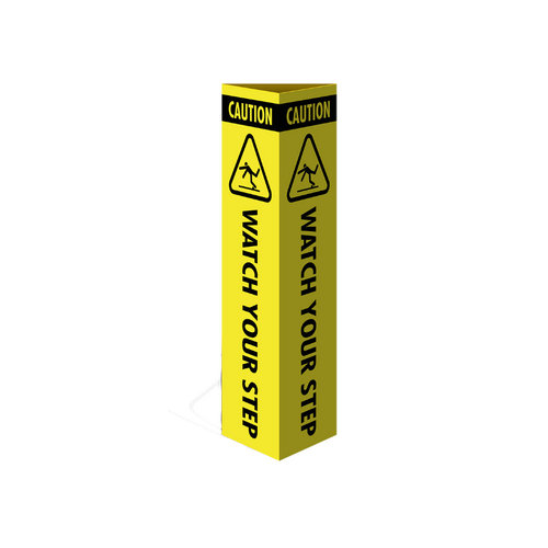 WORKWEAR, SAFETY & CORPORATE CLOTHING SPECIALISTS Three Sided Bollard Cover Surround, Watch Your Step (With Picto)