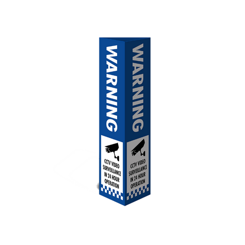 WORKWEAR, SAFETY & CORPORATE CLOTHING SPECIALISTS Three Sided Bollard Cover Surround, Warning CCTV Video Surveillance In 24 Hour...