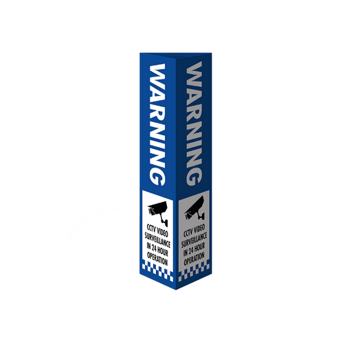 WORKWEAR, SAFETY & CORPORATE CLOTHING SPECIALISTS Three Sided Bollard Cover Surround, Warning CCTV Video Surveillance In 24 Hour...