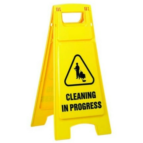 WORKWEAR, SAFETY & CORPORATE CLOTHING SPECIALISTS Plastic Sign Stand, Double Sided, Cleaning In Progress