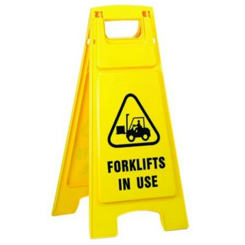 WORKWEAR, SAFETY & CORPORATE CLOTHING SPECIALISTS Plastic Sign Stand, Double Sided, Forklifts In Use