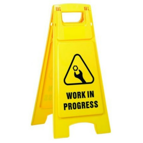 WORKWEAR, SAFETY & CORPORATE CLOTHING SPECIALISTS Plastic Sign Stand, Double Sided, Work In Progress