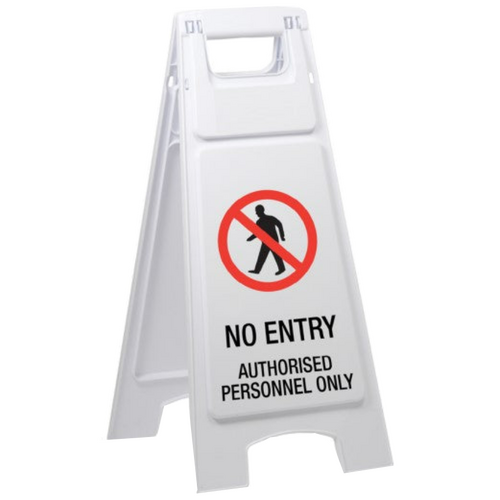 WORKWEAR, SAFETY & CORPORATE CLOTHING SPECIALISTS - Plastic Sign Stand, Double Sided, No Entry Authorised Personnel Only