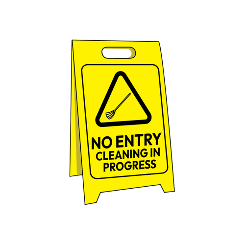 WORKWEAR, SAFETY & CORPORATE CLOTHING SPECIALISTS Corflute Sign Stand, No Entry Cleaning In Progress