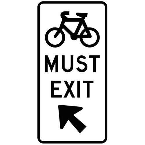 WORKWEAR, SAFETY & CORPORATE CLOTHING SPECIALISTS Bicycles Must Exit (Left Arrow) - Aluminium, Class 1 Reflective (Braced)