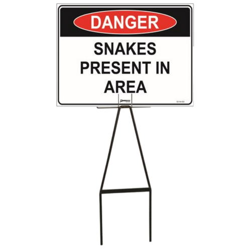 WORKWEAR, SAFETY & CORPORATE CLOTHING SPECIALISTS Bull Stake Lawn Sign Kit - Tall, Danger Snakes Present In This Area
