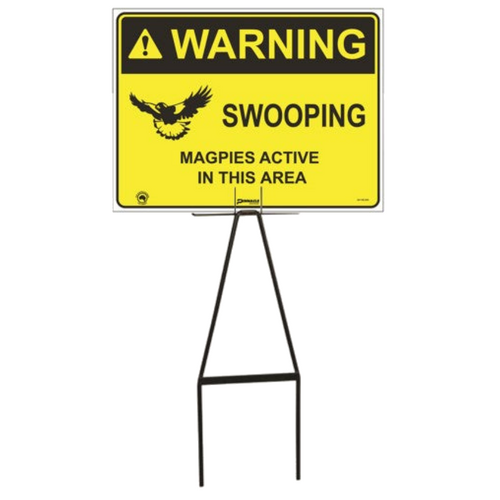 WORKWEAR, SAFETY & CORPORATE CLOTHING SPECIALISTS Bull Stake Lawn Sign Kit, Warning Swooping Magpies Active In This Area Sign