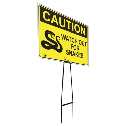 WORKWEAR, SAFETY & CORPORATE CLOTHING SPECIALISTS Mega Stake Lawn Sign Kit - Tall, Caution Watch Out For Snakes