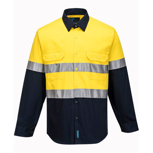 WORKWEAR, SAFETY & CORPORATE CLOTHING SPECIALISTS Hi-Vis Two Tone Regular Weight Long Sleeve Shirt with Tape (Old WWNC1001A)