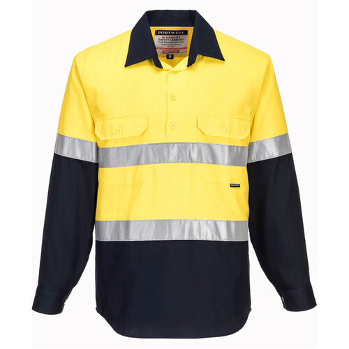 WORKWEAR, SAFETY & CORPORATE CLOTHING SPECIALISTS - Hi-Vis Two Tone Regular Weight Long Sleeve Closed Front Shirt with Tape (Old WWNC1001AC)