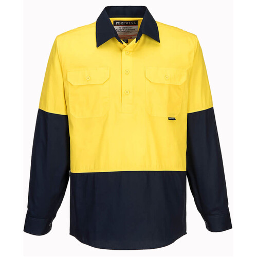 WORKWEAR, SAFETY & CORPORATE CLOTHING SPECIALISTS - Hi-Vis Two Tone Lightweight Long Sleeve Closed Front Shirt (Old WWL801C)