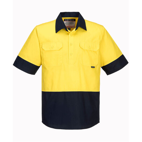 WORKWEAR, SAFETY & CORPORATE CLOTHING SPECIALISTS Hi-Vis Two Tone Lightweight Short Sleeve Closed Front Shirt (Old WWL802C)