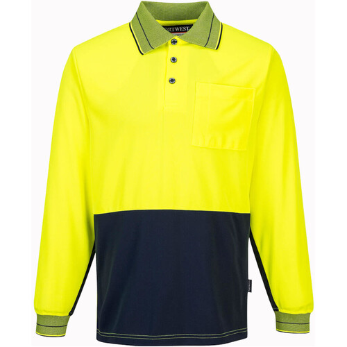 WORKWEAR, SAFETY & CORPORATE CLOTHING SPECIALISTS - Long Sleeve Micromesh Two-Tone Polo (Old HV113)