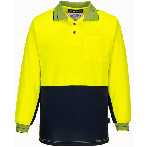 WORKWEAR, SAFETY & CORPORATE CLOTHING SPECIALISTS - Long Sleeve Cotton Comfort Two-Tone Polo (Old HV213)