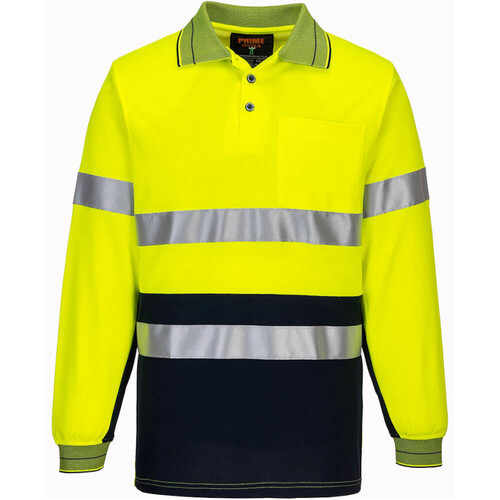 WORKWEAR, SAFETY & CORPORATE CLOTHING SPECIALISTS - Long Sleeve Cotton Comfort Two-Tone Polo with Tape (Old HV313)