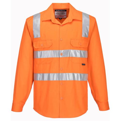 WORKWEAR, SAFETY & CORPORATE CLOTHING SPECIALISTS - Hi-Vis Regular Weight Long Sleeve Shirt with Tape over Shoulder (Old WW1901)