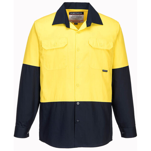 WORKWEAR, SAFETY & CORPORATE CLOTHING SPECIALISTS Hi-Vis Two Tone Lightweight Long Sleeve Shirt (Old WWL801)