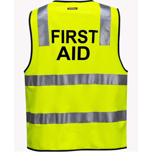 WORKWEAR, SAFETY & CORPORATE CLOTHING SPECIALISTS - Day/Night Safety Vest with Tape - FIRST AID (Old HV102Z-FA)