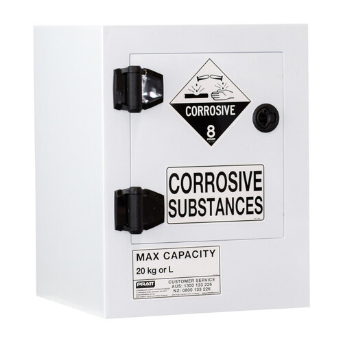WORKWEAR, SAFETY & CORPORATE CLOTHING SPECIALISTS CORROSIVE SUBSTANCE STORAGE CABINET: POLYPROPYLENE - 20L - 1 DOOR - 1 SHELF