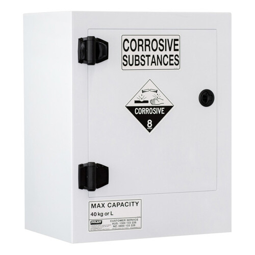 WORKWEAR, SAFETY & CORPORATE CLOTHING SPECIALISTS CORROSIVE SUBSTANCE STORAGE CABINET: POLYPROPYLENE - 40L - 1 DOOR - 1 SHELF