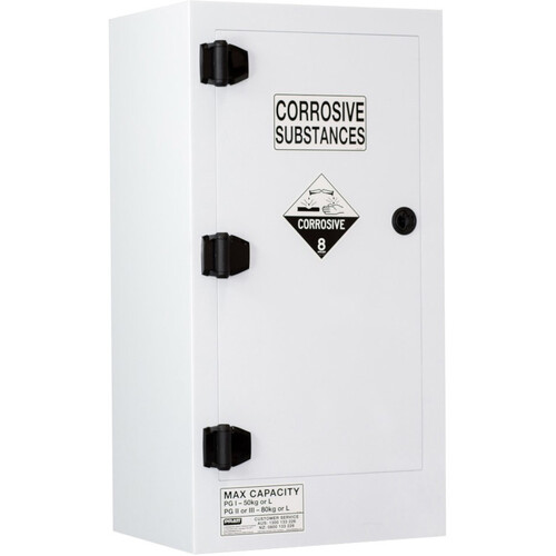 WORKWEAR, SAFETY & CORPORATE CLOTHING SPECIALISTS CORROSIVE SUBSTANCE STORAGE CABINET: POLYPROPYLENE - 80L - 1 DOOR - 2 SHELVES