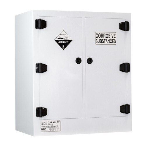 WORKWEAR, SAFETY & CORPORATE CLOTHING SPECIALISTS CORROSIVE SUBSTANCE STORAGE CABINET: POLYPROPYLENE - 160L - 2 DOORS - 4 SHELVES