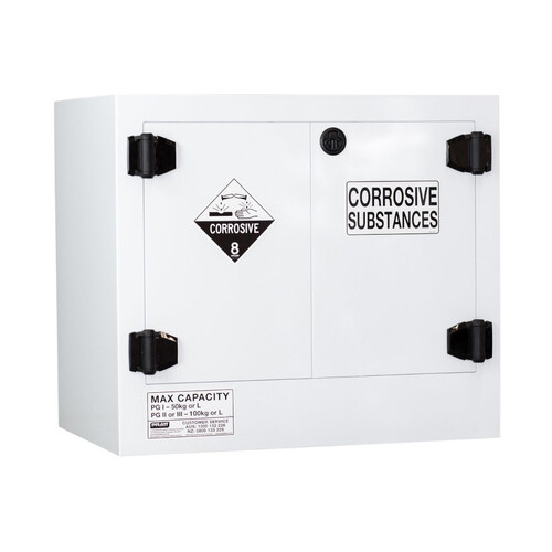 WORKWEAR, SAFETY & CORPORATE CLOTHING SPECIALISTS CORROSIVE SUBSTANCE STORAGE CABINET: POLYPROPYLENE - 100L - 2 DOORS - 1 SHELF