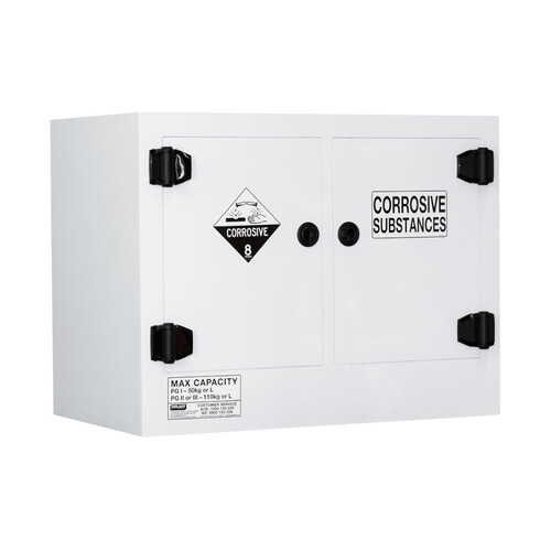 WORKWEAR, SAFETY & CORPORATE CLOTHING SPECIALISTS CORROSIVE SUBSTANCE STORAGE CABINET: POLYPROPYLENE - 110L - 2 DOORS - 2 SHELVES
