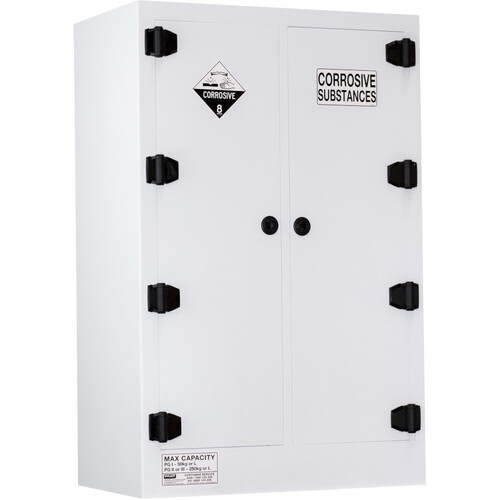 WORKWEAR, SAFETY & CORPORATE CLOTHING SPECIALISTS CORROSIVE SUBSTANCE STORAGE CABINET: POLYPROPYLENE - 250L - 2 DOORS - 6 SHELVES