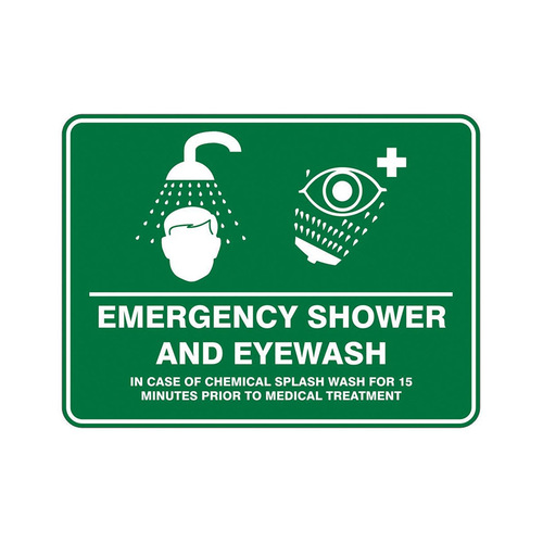 WORKWEAR, SAFETY & CORPORATE CLOTHING SPECIALISTS Emergency Shower & Eyewash Sign 450mm x 300mm Metal