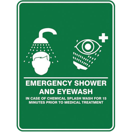 WORKWEAR, SAFETY & CORPORATE CLOTHING SPECIALISTS - Emergency Shower & Eyewash Sign 450mm x 300mm Poly