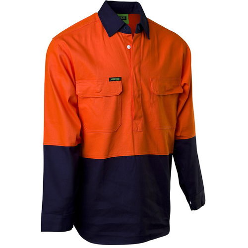 WORKWEAR, SAFETY & CORPORATE CLOTHING SPECIALISTS - Hi-Vis 2 Tone Closed Front Dual Weight Welders Shirt