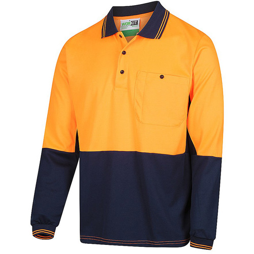 WORKWEAR, SAFETY & CORPORATE CLOTHING SPECIALISTS - Long Sleeve Poly Cotton Polo Shirt - Two Tone