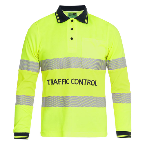 WORKWEAR, SAFETY & CORPORATE CLOTHING SPECIALISTS Womens Traffic Control Hi Vis Long Sleeve Poly/Cotton Taped Polo Shirt