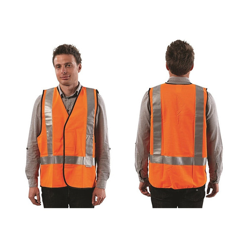 WORKWEAR, SAFETY & CORPORATE CLOTHING SPECIALISTS - FLURO H BACK SAFETY VEST - DAY/NIGHT USE