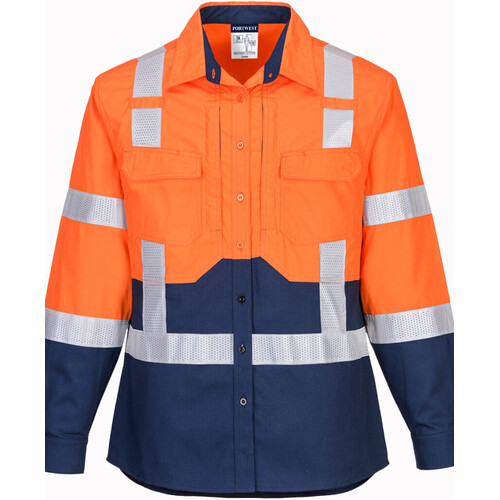 WORKWEAR, SAFETY & CORPORATE CLOTHING SPECIALISTS - Ladies Hi-Vis Stretch Long Sleeve Shirt