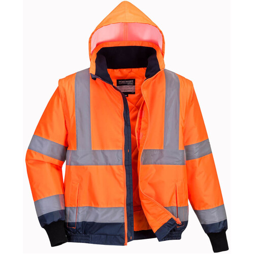 WORKWEAR, SAFETY & CORPORATE CLOTHING SPECIALISTS - MJ464 - Hi-Vis Essential 2-in-1 Bomber Jacket with tape