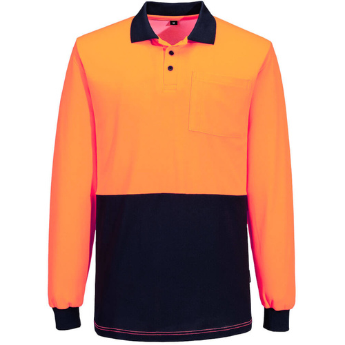 WORKWEAR, SAFETY & CORPORATE CLOTHING SPECIALISTS - Hi-Vis Cotton Comfort Contrast Class D Polo Shirt L/S
