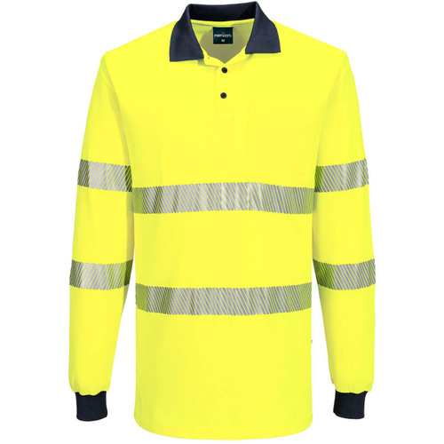WORKWEAR, SAFETY & CORPORATE CLOTHING SPECIALISTS - Hi-Vis Cotton Comfort Polo Shirt L/S