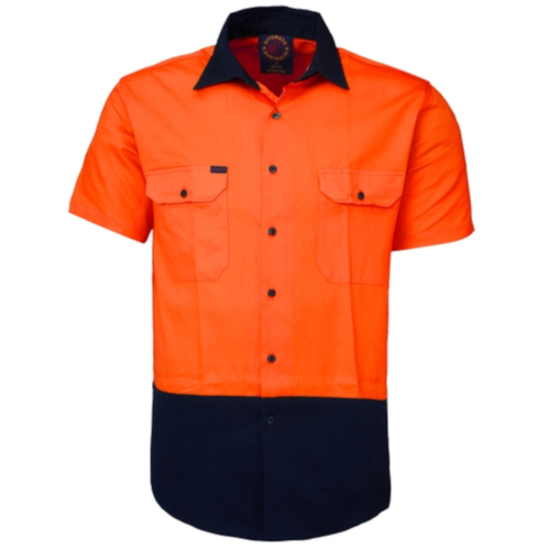 WORKWEAR, SAFETY & CORPORATE CLOTHING SPECIALISTS - Open Front 2 Tone S/S Shirt