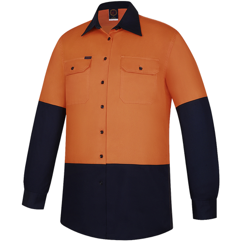 WORKWEAR, SAFETY & CORPORATE CLOTHING SPECIALISTS Women's 2 Tone Vented Open Front L/W L/S Shirt