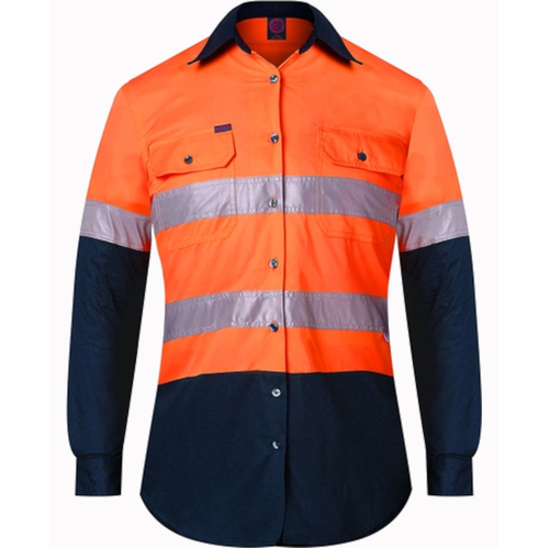 WORKWEAR, SAFETY & CORPORATE CLOTHING SPECIALISTS Ladies Long Sleeve Vented Shirts w/ 3M 8910 Reflective Tape