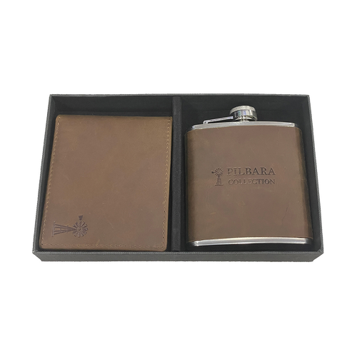 WORKWEAR, SAFETY & CORPORATE CLOTHING SPECIALISTS - Pilbara Leather Wallet & Hip Flask