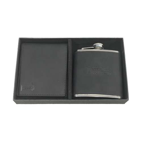 WORKWEAR, SAFETY & CORPORATE CLOTHING SPECIALISTS Pilbara Leather Wallet & Hip Flask
