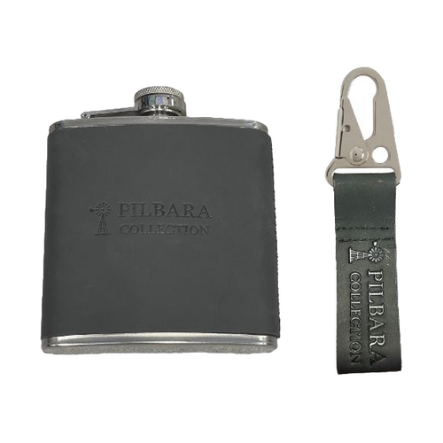WORKWEAR, SAFETY & CORPORATE CLOTHING SPECIALISTS - Pilbara Leather Keychain & Hip Flask