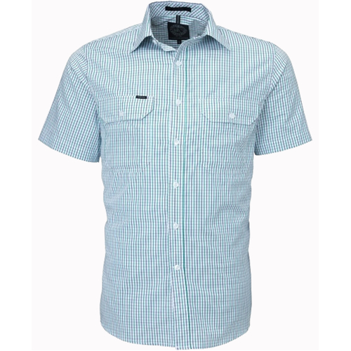 Mens double pocket hot sale short sleeve shirts