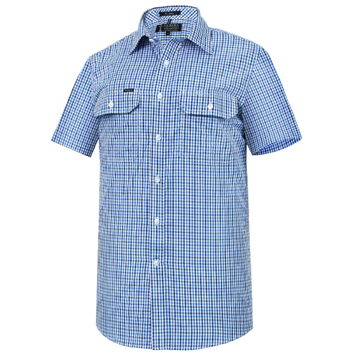 WORKWEAR, SAFETY & CORPORATE CLOTHING SPECIALISTS Pilbara Mens Y/D Check, Dual Pocket, S/S Shirt