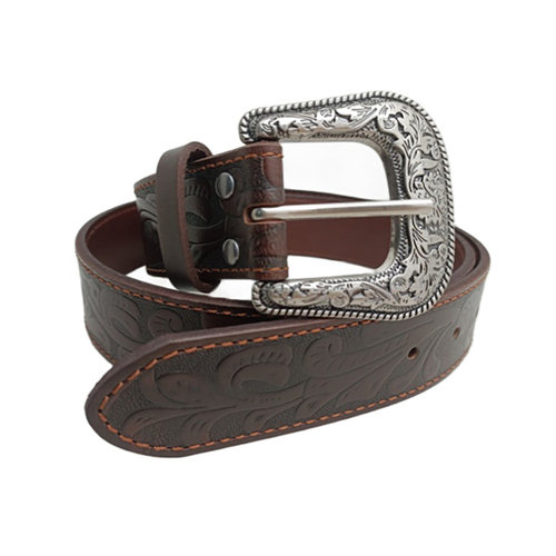 WORKWEAR, SAFETY & CORPORATE CLOTHING SPECIALISTS - Pilbara Western Dress Buckle Tooled Leather Belt